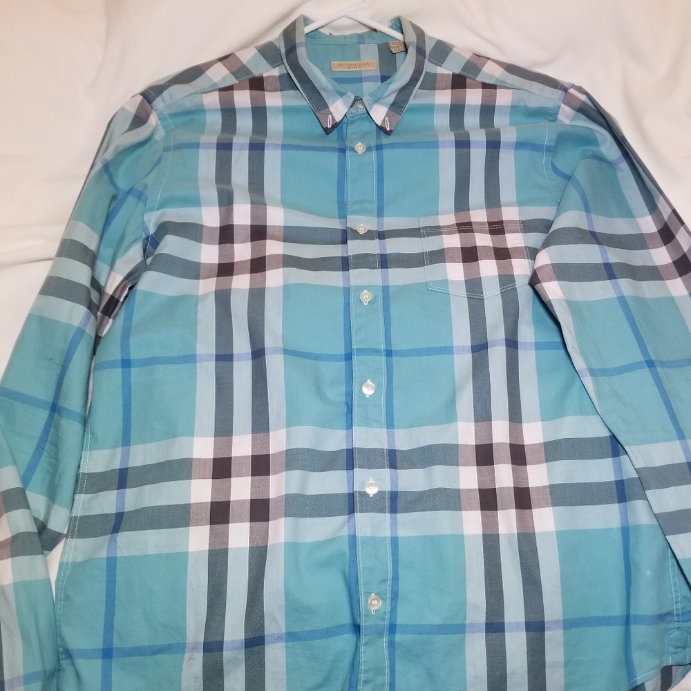 Burberry Brit Men's Striped Dress Shirt size Large in Light Blue